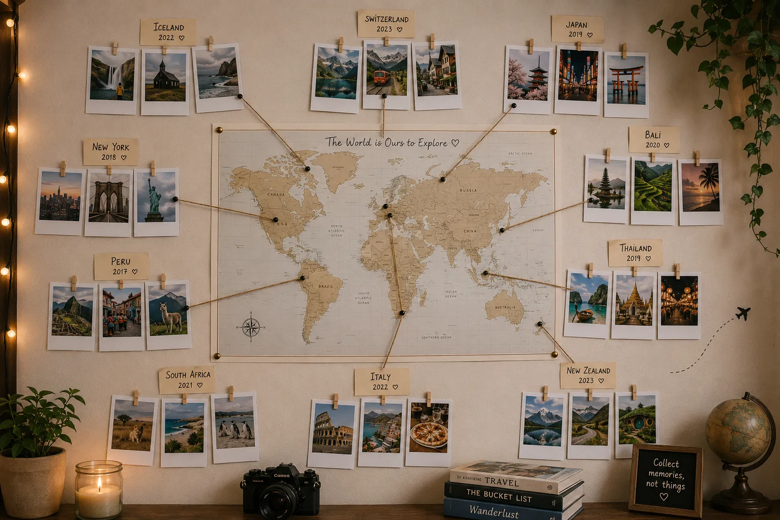 Destination Cluster Map example for Travel Memory Prints