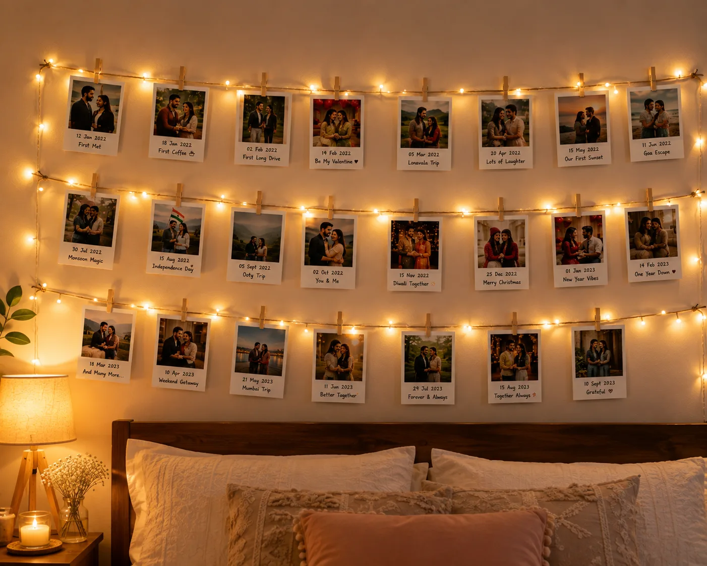 String Lights Grid photo-print display example